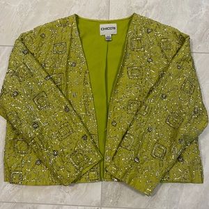 Chico’s size 3 long sleeve sequined short jacket